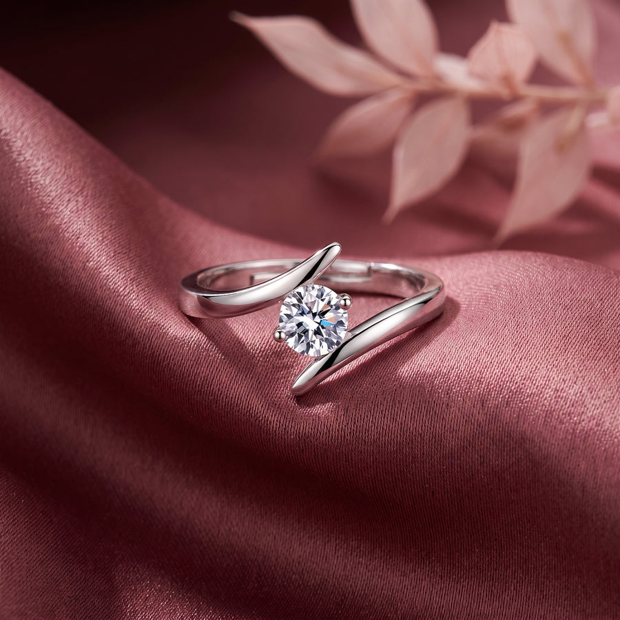 Liora Embrace Ring in polished sterling silver on satin