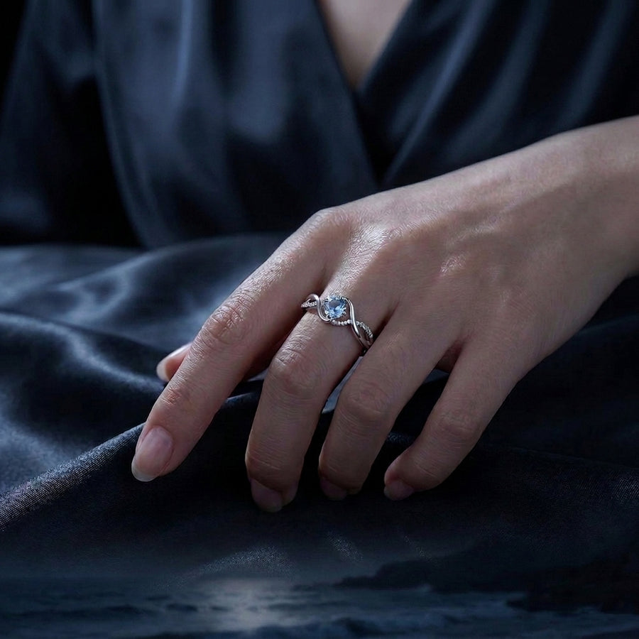 Lunara Wave Infinity Ring lifestyle detail