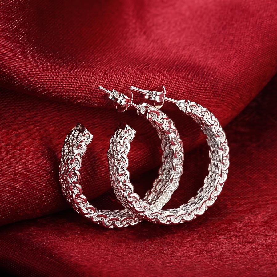 Lyra Woven Hoops, silver hoop styling