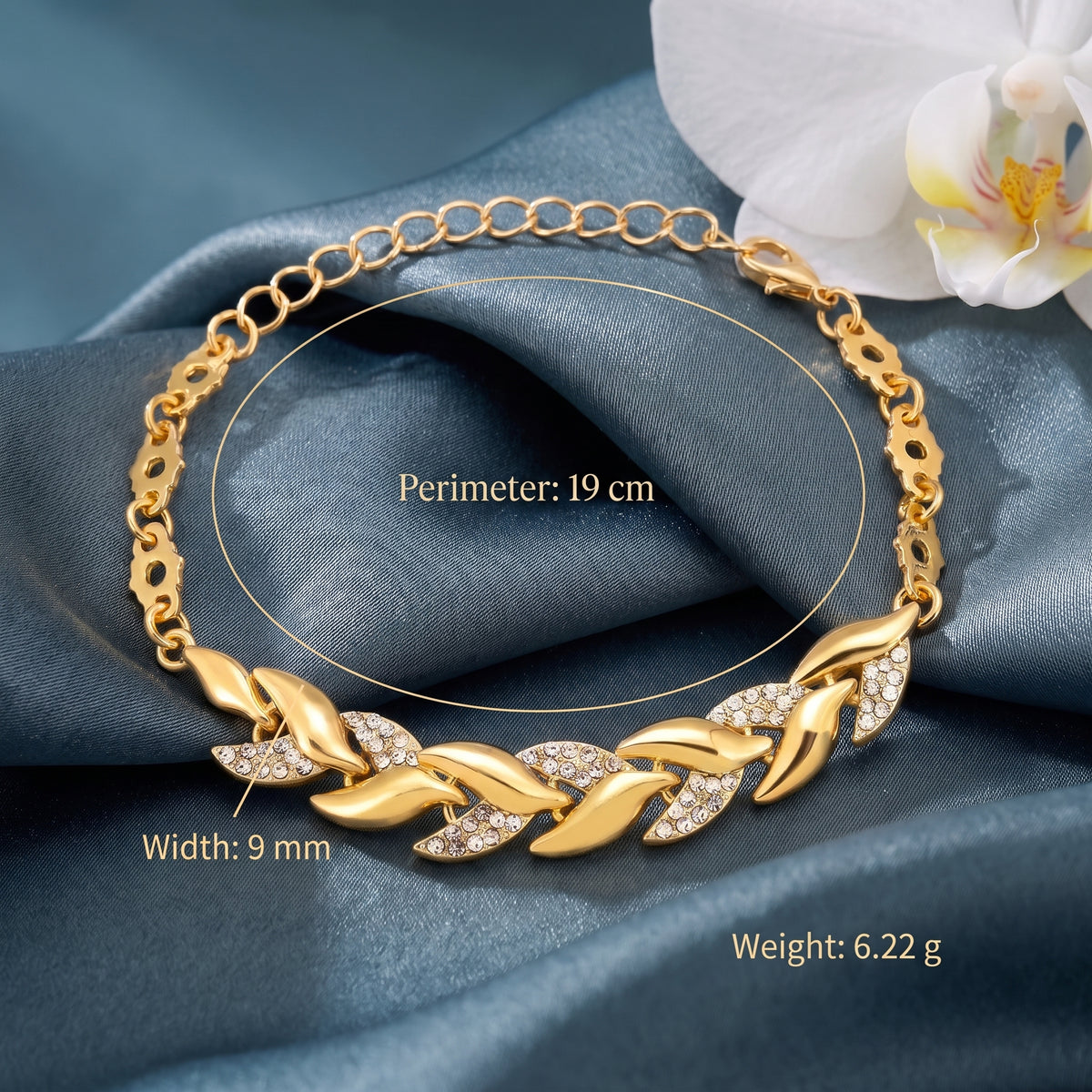 Mira Leaf Charm Bracelet measurements