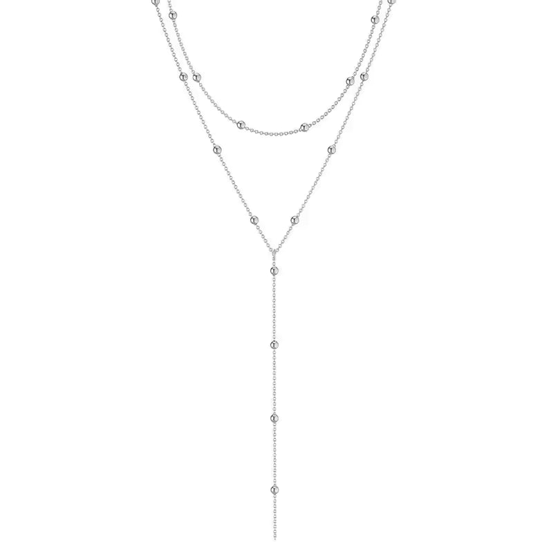 Isla Layered Tassel Necklace in silver-tone finish