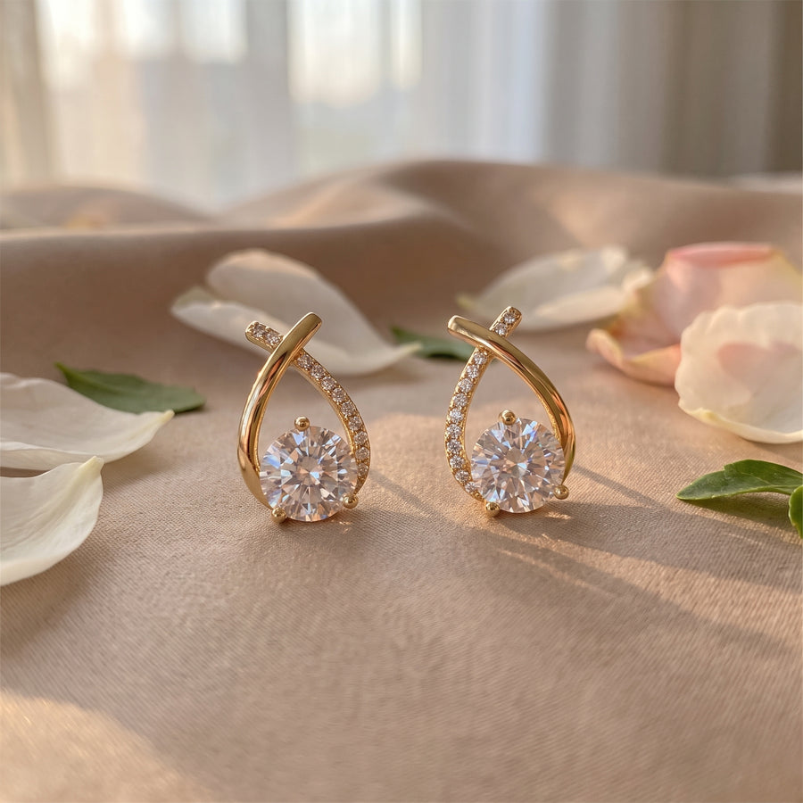 Lucienne Crystal Arc Studs in gold—alternate view
