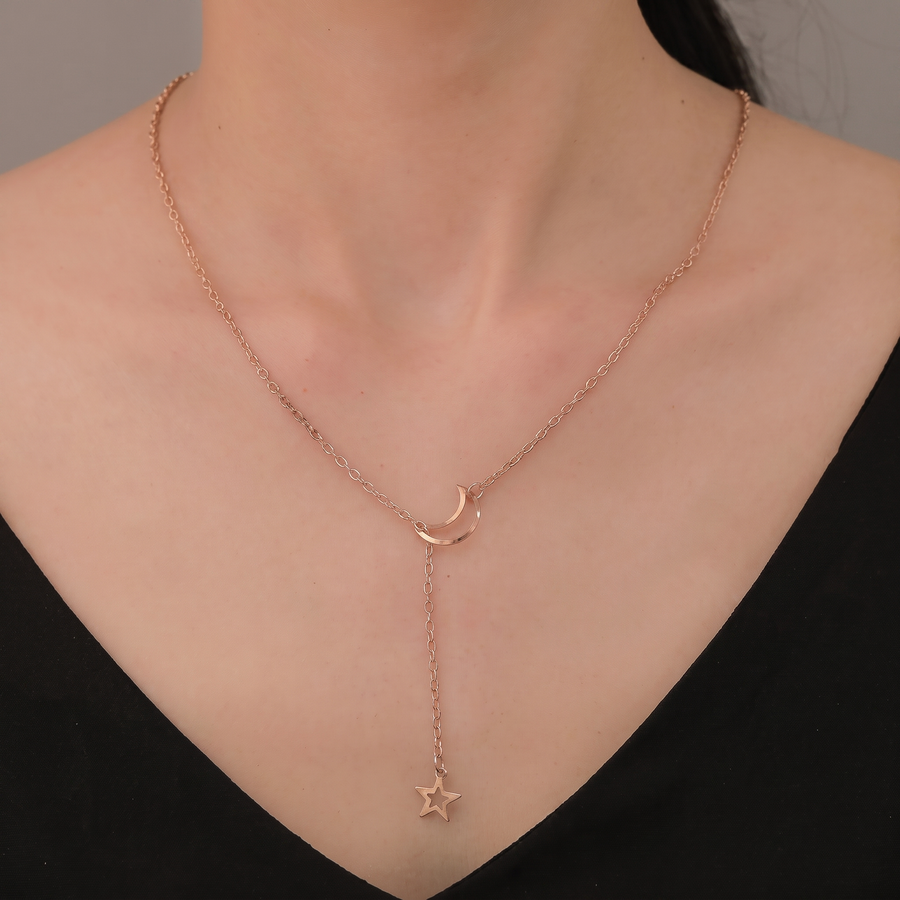 Selene Moon & Star Necklace, product view 4