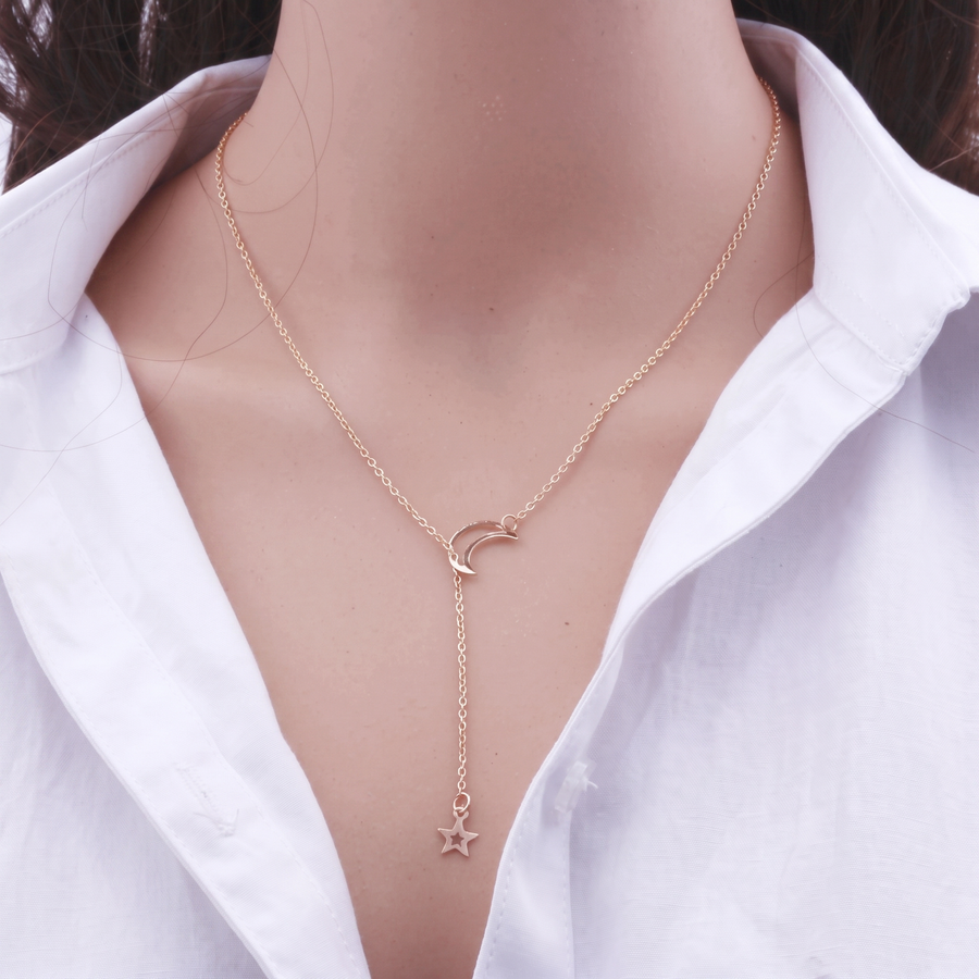 Selene Moon & Star Necklace, product view 6