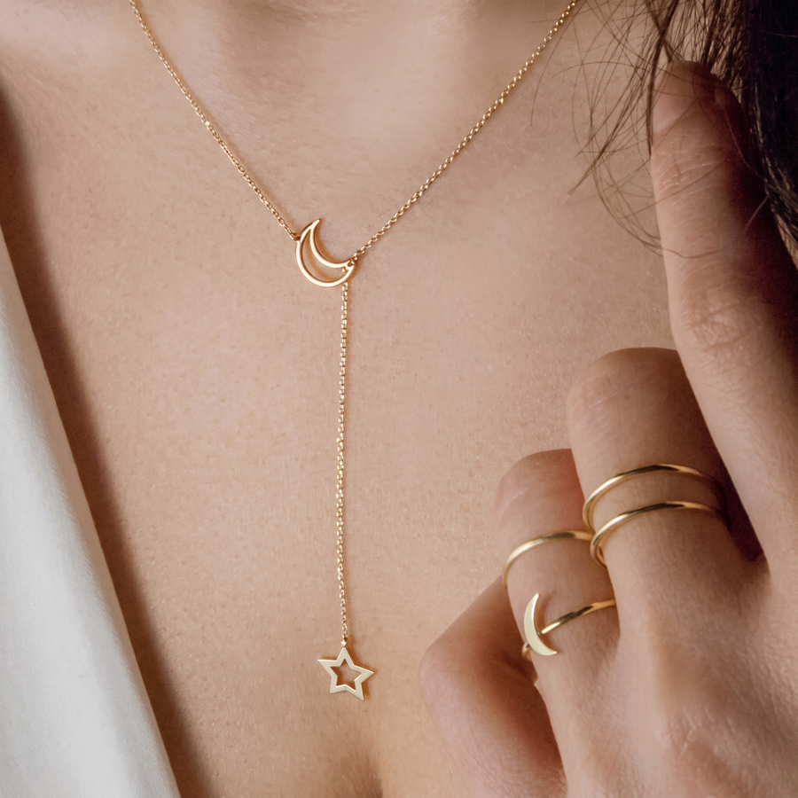 Selene Moon & Star Necklace, product view 3