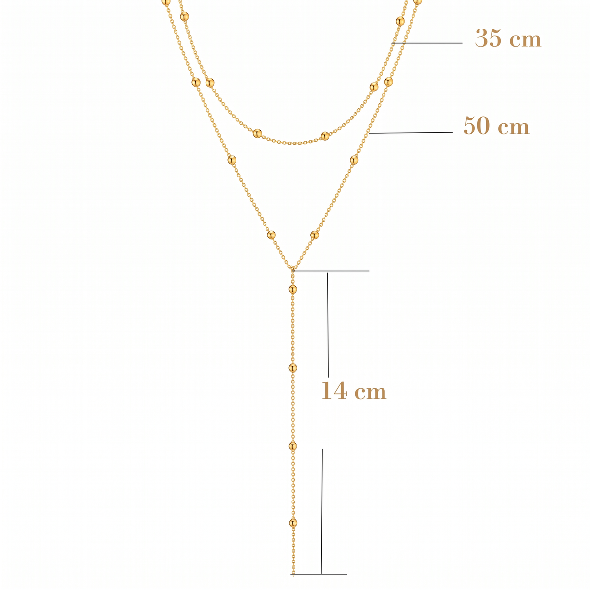 Isla Layered Tassel Necklace size and measurement guide measurements